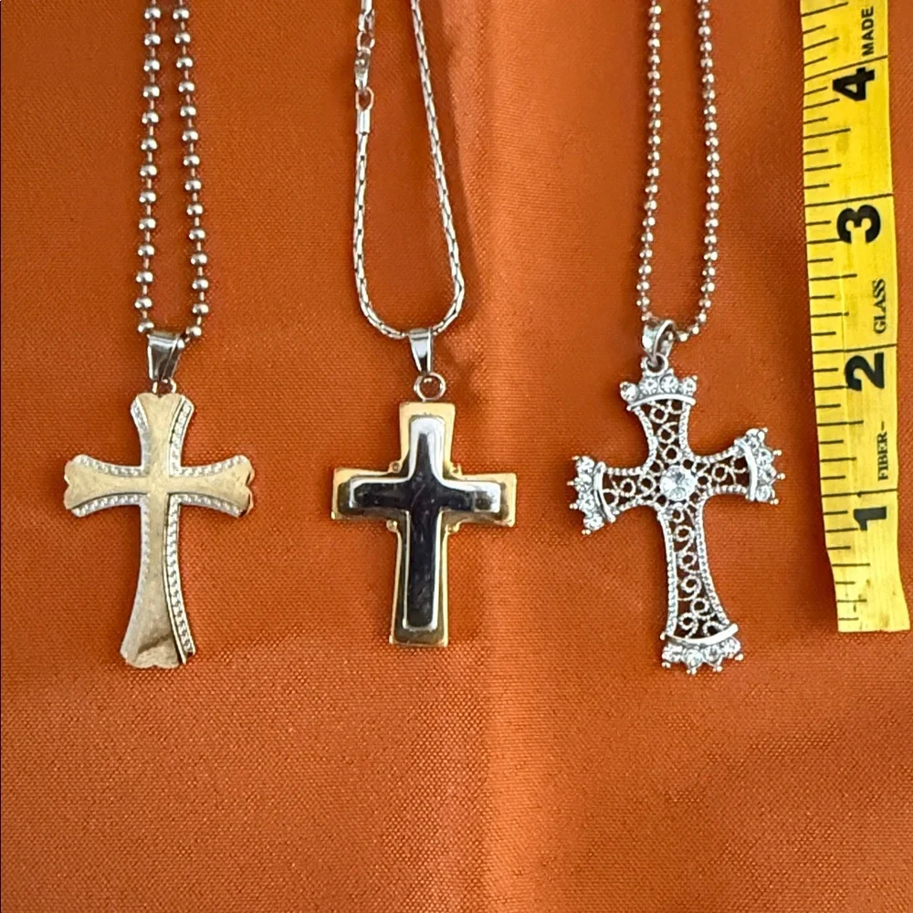 SILVER PLATED ✝️CROSS PENDANTS BUNDLE